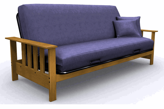 Metal Futon - Elite 35-0914-008 Mead-Full Metal/Wood Futon Frame-Medium Oak