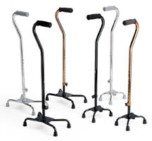 MEDLINE INDUSTRIES MDS86222W Aluminum Quad Canes - Small Offset Handle Quad Canes with 6 Inch x 8 Inch Footprint - Black - 1 Case