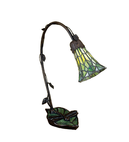 Meyda Tiffany 27515 15.5 Inch H Dragonfly On Leaf Accent Lamp