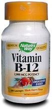 Natures Way Vitamin B-12 Black Cherry 100 lozenges NW-059