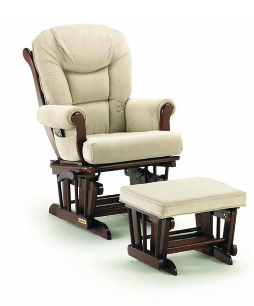 Shermag 37779cb.05.1041 Beige Micro. Fiber Glider with Ottoman. Cherry