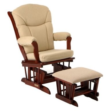 Shermag 37794cb. K9.0357 Oatmeal Glider with Ottoman. Cherry