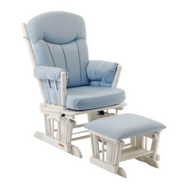 Shermag 37908cb.15.1012 Blue Gingham Glider with Ottoman. White