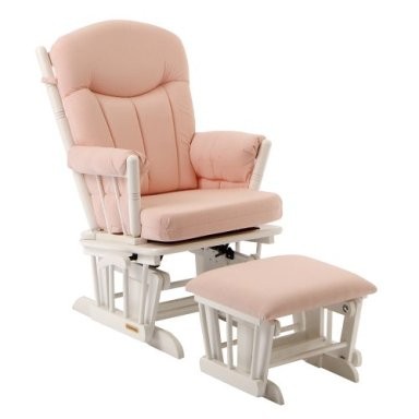 Shermag 37908cb.15.1015 Pink Gingham Glider with Ottoman. White