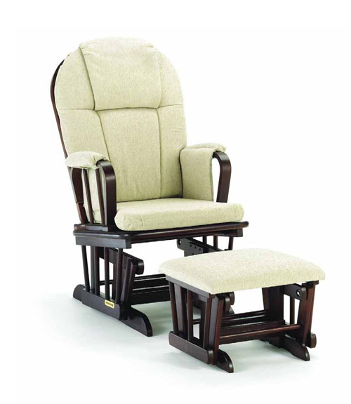 Shermag 37913cb.47.0357 Oatmeal Glider with Ottoman. Cherry