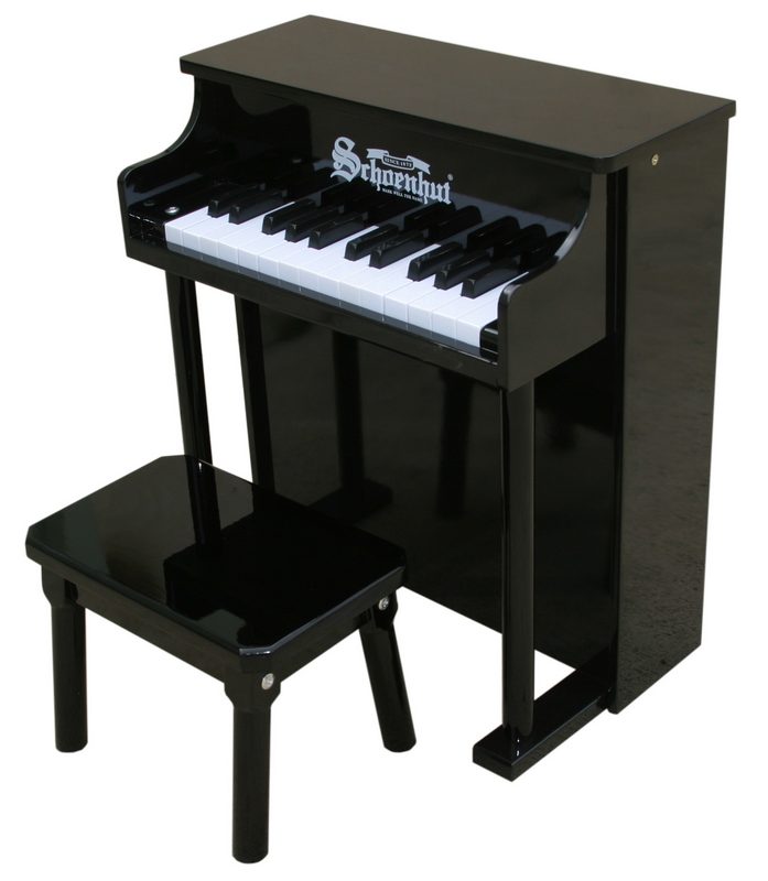 Toy Piano 25 Key Black Traditional Spinet With Bench