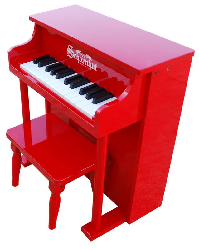 Toy Piano 25 Key Carolina Red Traditional Spinet With Bench