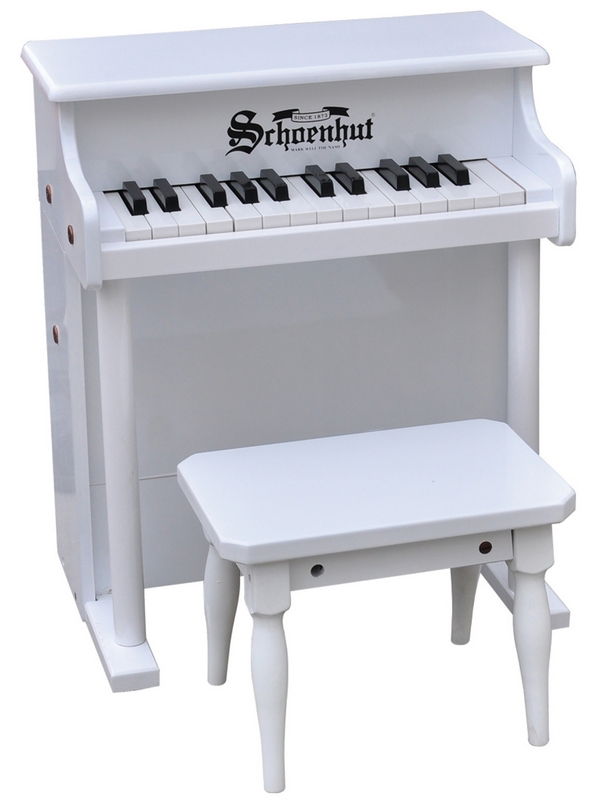 Toy Piano 6625w 25 Key White Traditional Spinet With Bench