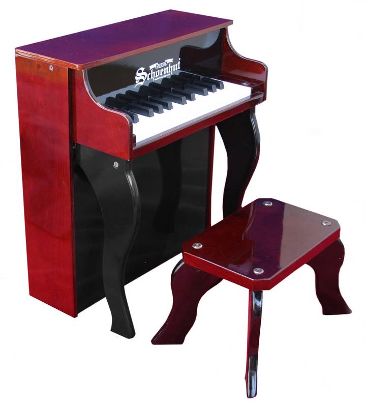 Toy Piano 2505mb 25 Key Mahogany & Black Elite Spinet With Bench