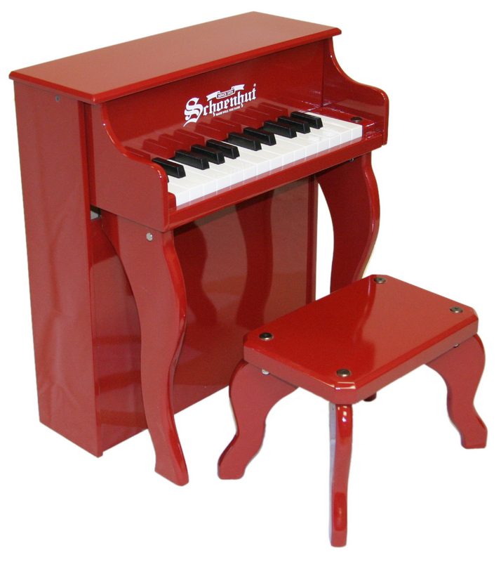 Toy Piano 2505r 25 Key Carolina Red Elite Spinet With Bench