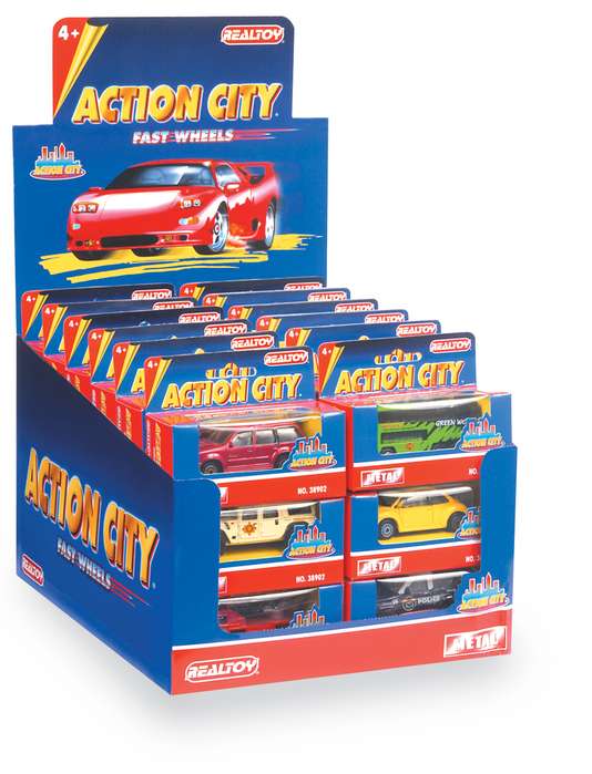 Diecast Display - Daron Worldwide Trading RT38902 36 Piece Single Pack Diecast Vehicle Asst In Counter Display