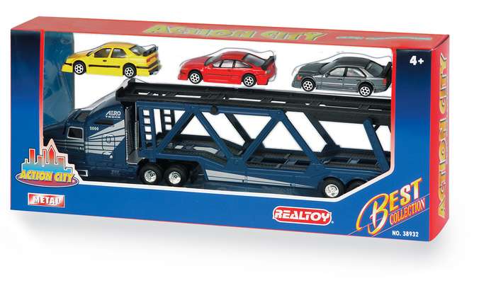 UPC 606411000204 product image for Daron Worldwide Trading  RT38932C Action City Car Carrier with 3 Vehicles | upcitemdb.com