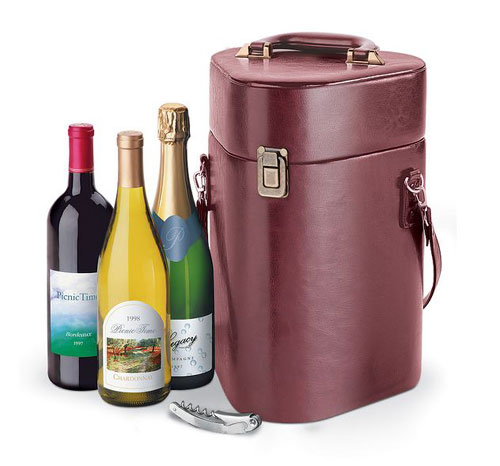 Picnic Time Rhapsody - Mahogany Tan 3 Bottle Wine... by Picnic Time