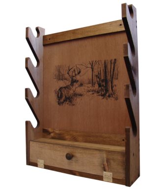 Evans Sports TC28-01 Gun Rack with Storage Compartment - Deer Imprint