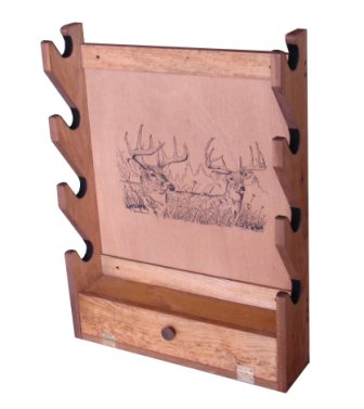 Evans Sports TC28-66 Gun Rack with Storage Compartment - Two Trophy Deer Imprint