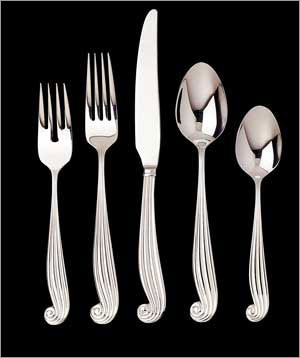 Lamer 5 Piece Place Setting - 18-10 Stainless Steel - All Bright Finish
