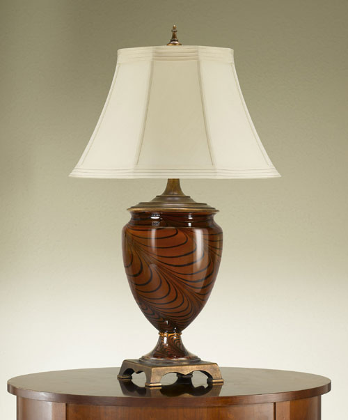 Art Nouveau Lamps - Murray Feiss 9489FG Nouveau Art Glass Firenze Gold Table Lamp And Shade