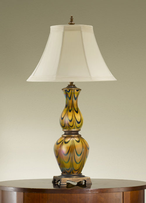 Art Nouveau Lamps - Murray Feiss 9491FG Nouveau Art Glass Firenze Gold Table Lamp And Shade
