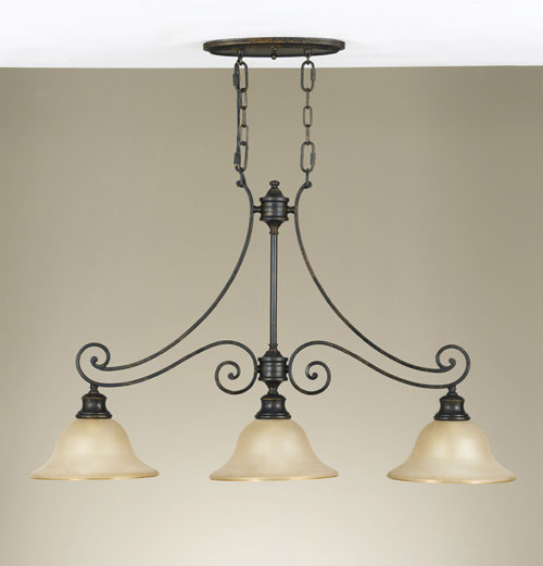 Billiard - Murray Feiss F2185/3LBR Cervantes Collection Liberty Bronze Chandelier - Billiard