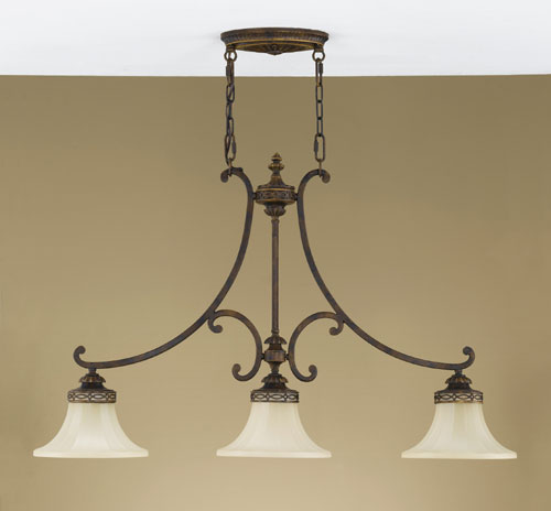 Billiard Room - Murray Feiss F2218/3WAL Drawing Room Collection Walnut Chandelier - Billiard