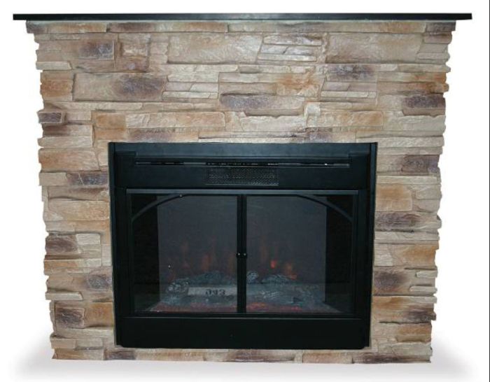Uniflame EF700SP Indoor Electric Fireplace With Stacked Stone Surround