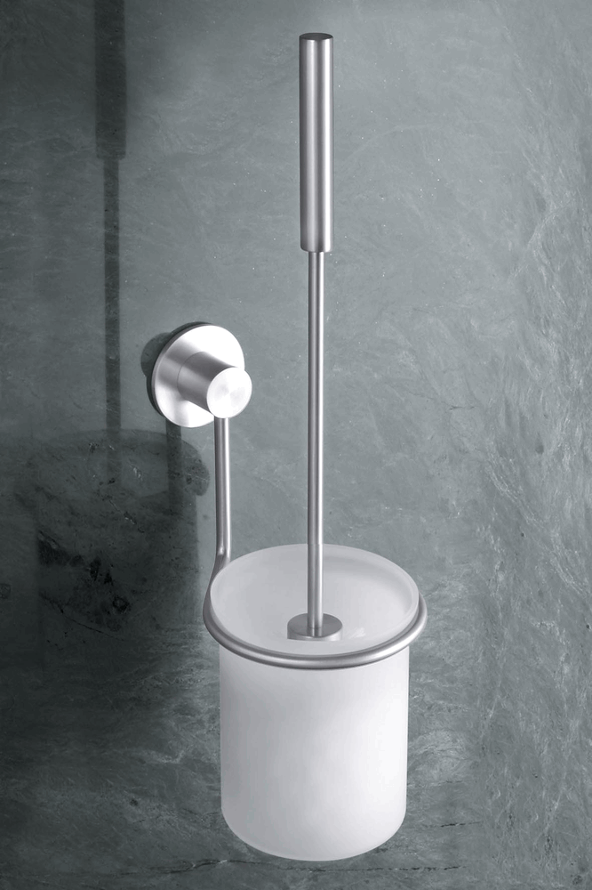 Zack 40211 MARINO wall toilet brush set with white brush +glass Stainless Steel by Zack