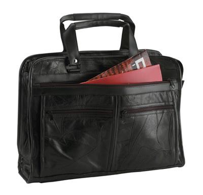 Brand Genuine Leather Briefcase Features Outside Zippered Pockets On Both Sides Bclbc