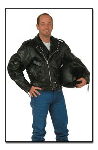 Diamond Plate Rock Design Genuine Buffalo Leather Motorcycle Jacket