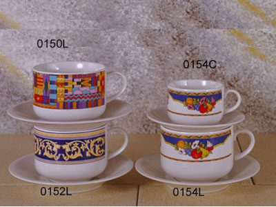 CAPPUCCINOHARVEST DESIGN 4 CUPS and SAUCERS IN SET... by European Gift