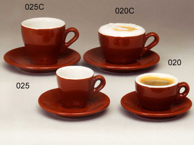 BROWN DEMI CUPS 6 CUPS  SAUCERS IN SET 020