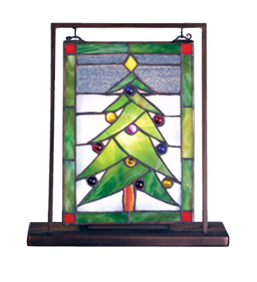 Meyda Tiffany 69658 9.5 Inch W X 10.5 Inch H Oh Christmas Tree Mini Window
