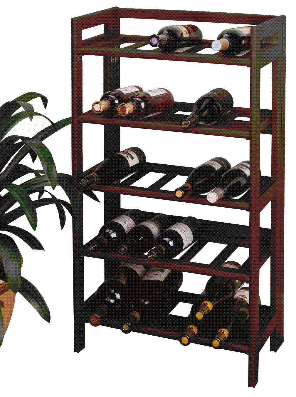 Winsome 94521 Walnut Beechwood WINE RACK 25BTL FOLDING/STACKABLE