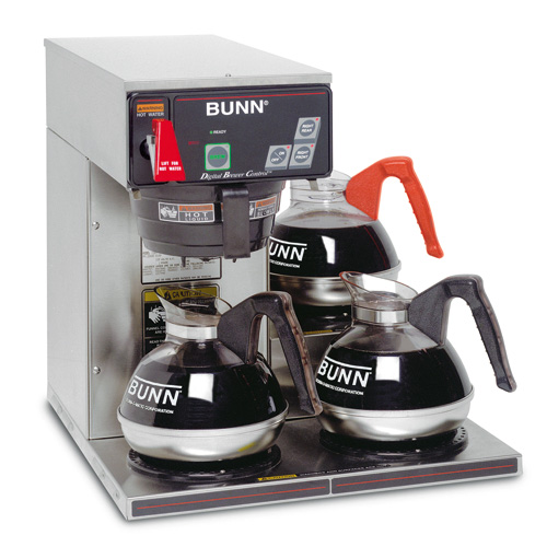 Automatic Coffee Brewer with 3 Lower Warmers on Right