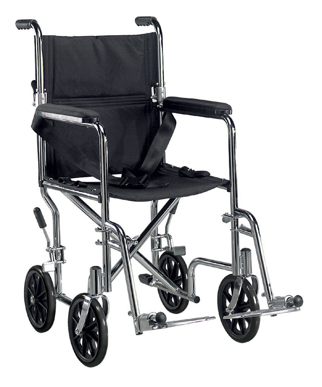 Black Desk - Drive Medical TR19-DDA Go-Kart Steel Transport Chair 19 Inch With Removable Desk Arm Black