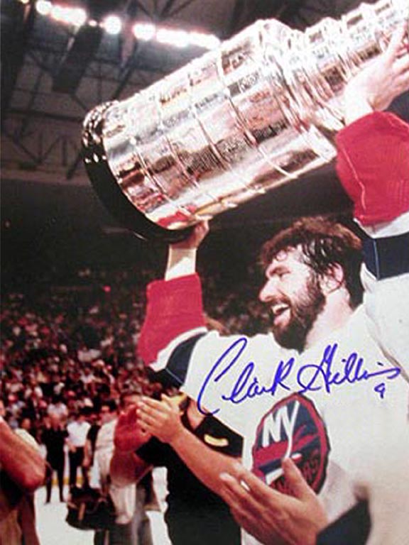 Steiner Sports Clark Gillies Hand Signed Cup Over Head 8x10 Photograph GILLPHS008002