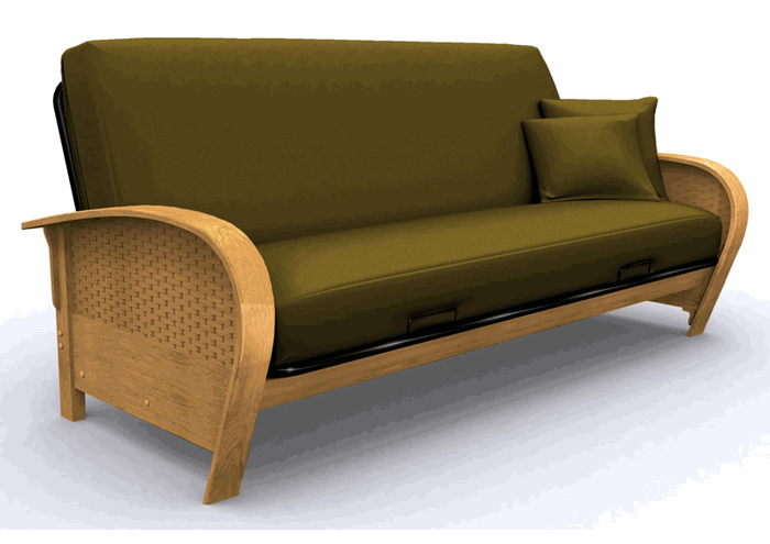 Metal Futons - Elite 35-5504-002 Bentley-Full Metal/Wood Futon-Golden Oak