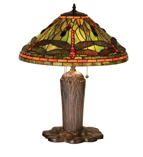 Meyda Tiffany 26680 25 Inch H Dragonfly Cone Table Lamp