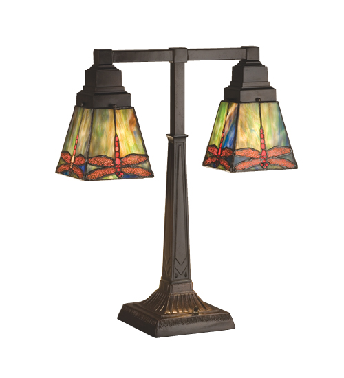 Meyda Tiffany 48203 19.5 Inch H Prairie Dragonfly 2 Light Desk Lamp