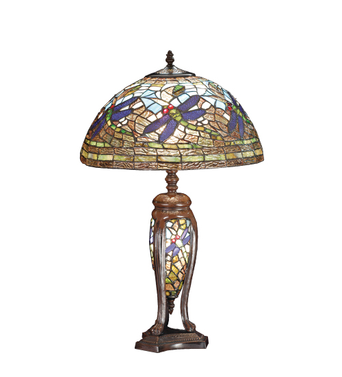 Meyda Tiffany 65893 25.5 Inch H Tiffany Dragonfly Lighted Base Table Lamp