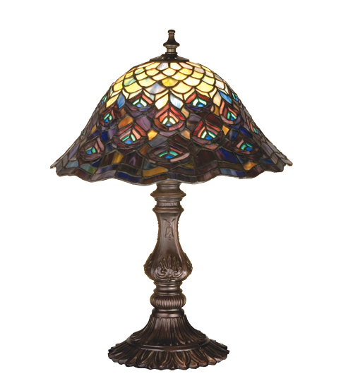 Accent Lamps - Meyda Tiffany 67885 16.5 Inch H Tiffany Peacock Feathers Accent Lamp