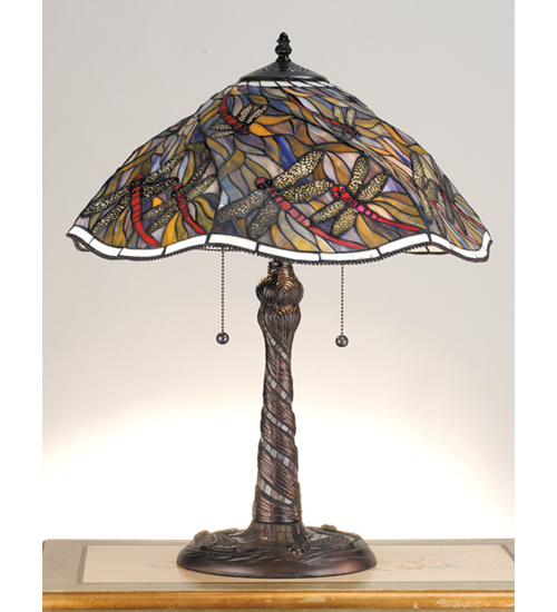 Meyda Tiffany 82310 23.5 Inch H Spiral Dragonfly and Mosaic Table Lamp