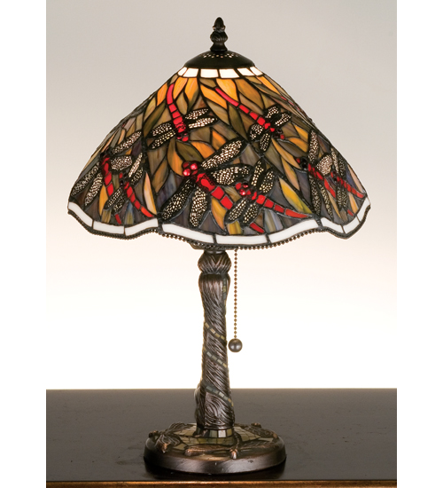 Meyda Tiffany 99335 18.5 Inch H Spiral Dragonfly and Mosaic Accent Lamp