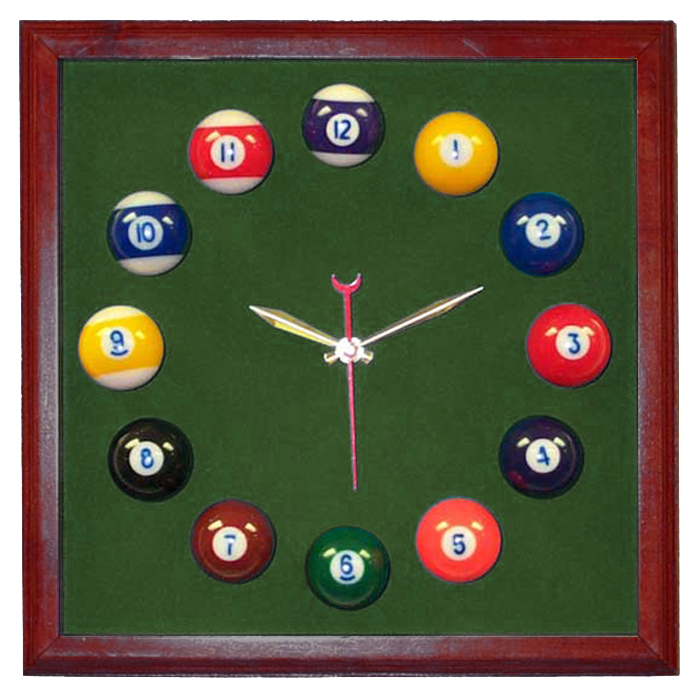 Billiard Clock - Square Cherry Billiard Clock With Spruce Mali Felt