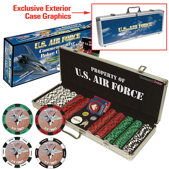 U.S. Air Force CLAY-Filled 500 Poker Chip Set with Custom Case