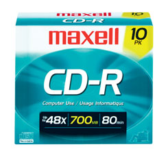 MAXELL 648210 MEDIA CDR 80 700MB 10PK WITH JEWELCASE
