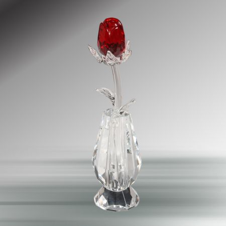 Crystal Florida 1920-R Red Rose in Vase