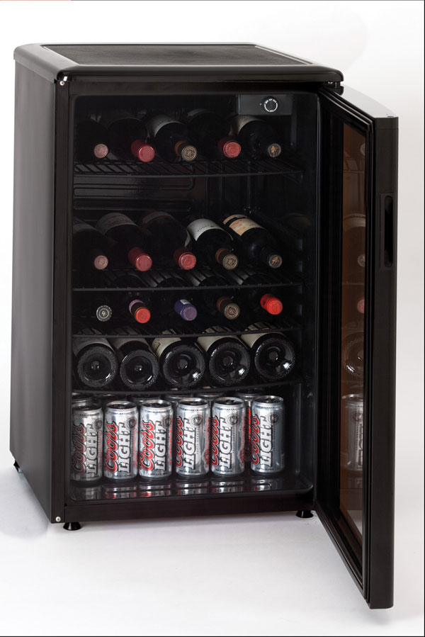 Haier HBCN05EBB 96 Cans(12 oz.) 46 wine bottles glass door work top Beverage