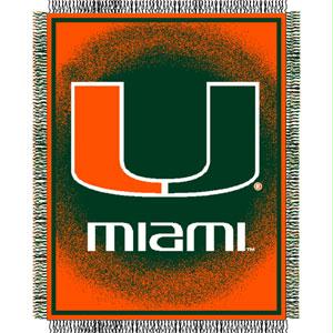Northwest Miami Florida Hurricanes NCAA Triple Woven Jacquard Throw 019 Focus 48 x 60 Inch
