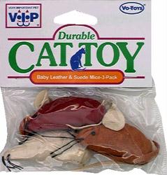 VO TOYS VIP BABY LEATHER and SUEDE MICE 3 PK by Vo Toys