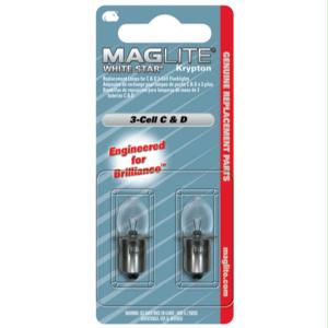 Star Lamps - MAGLITE LWSA301 3 Cell White Star Krypton C Or D Replacement Lamps 2/Pk